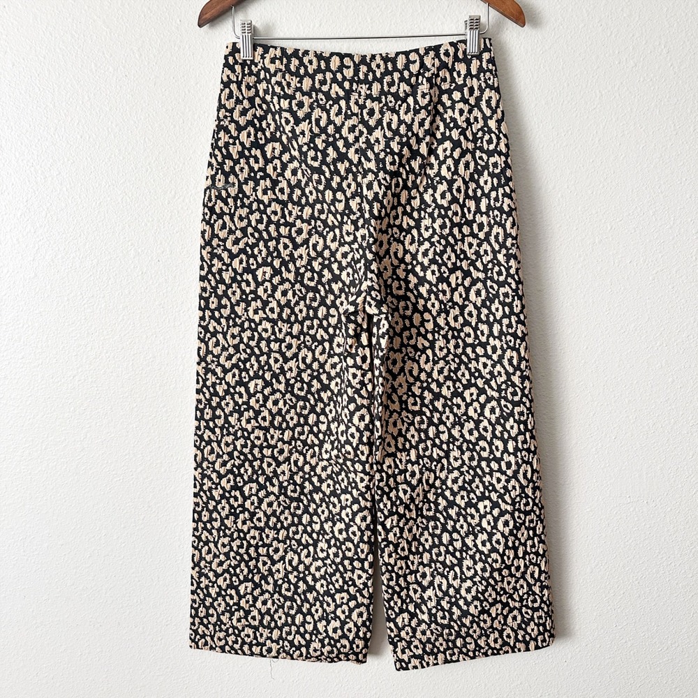 Maeve Brocade Leopard Print Wide Leg Pants & Crop Top Vest Set Women Size 2 - Picture 7 of 16